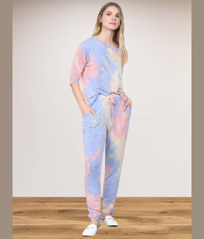 DE TRENDZ Women Printed T-Shirt With Trousers Co-Ord Set ( Multi Color )
