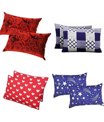 Divvay Homes - Pack of 8 Microfiber Floral Standard Size Pillow Cover ( 15.24 cm(6) x 25.4 cm(10) ) - Multi-Colour