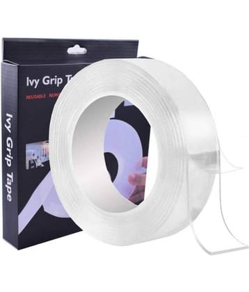 eMagicBiz  Double Sided Transparent Gel Ivy Grip Tape Reusable Traceless Powerful Carpet Tape - 3 Meter 1 Roll