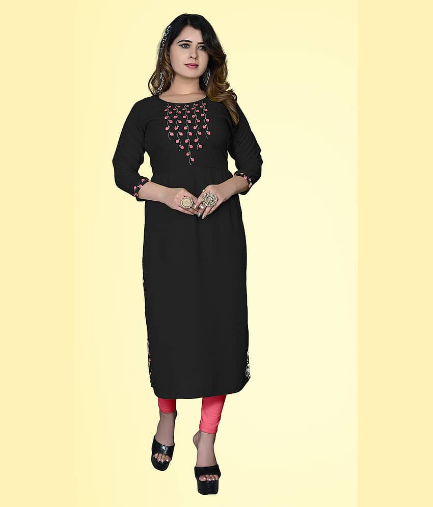 haya fashion - Black Rayon Women's A-line Kurti ( Pack of 1 )