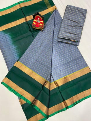 Pure Uppada Silk Gray Green Saree