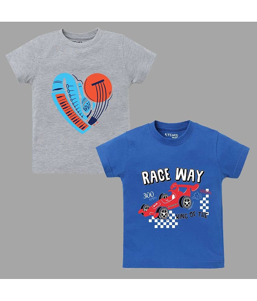 ETCHED DESIGN Pack of 1 Boys Cotton T-Shirt ( Multi Color )