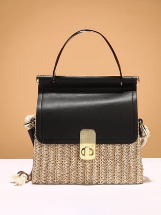 The Small Straw-Médecin Hand Bag - Onyx Black-Hand Bag