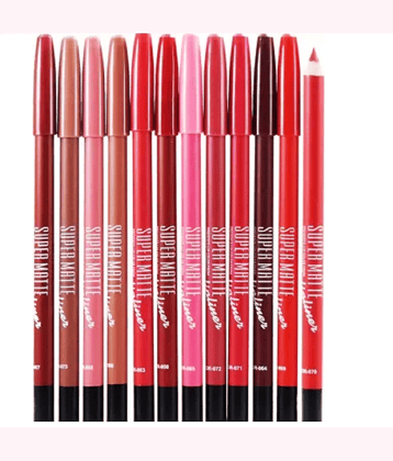 Super Matte Lipliner Set, Multicolor,Pack of 12