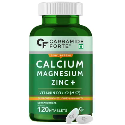 Carbamide Forte Calcium Magnesium & Zinc Tablets with Vitamin D,Vitamin K2-MK7 & B12-120 Tablets