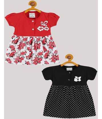 Babeezworld Pack of 2 Baby Girls Cotton Frock ( Red & Black )