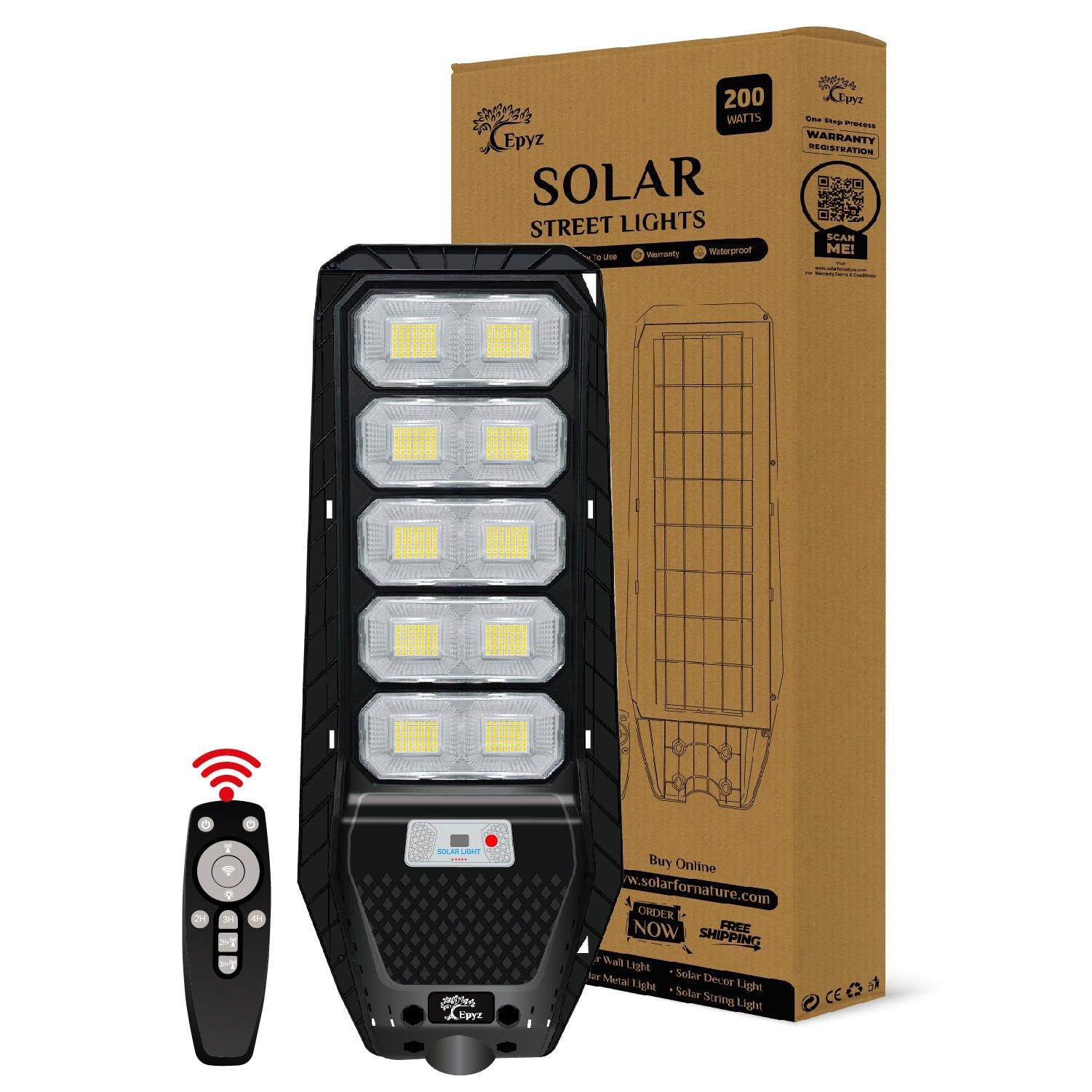 200 Watt Hexagon Solar Street Light (White Light)-Without Pole