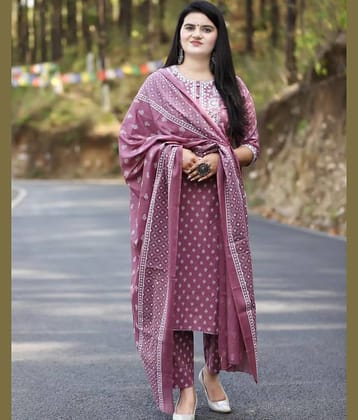 piludi Viscose Printed Kurti With Pants Women's Stitched Salwar Suit - Pink ( Pack of 1 )