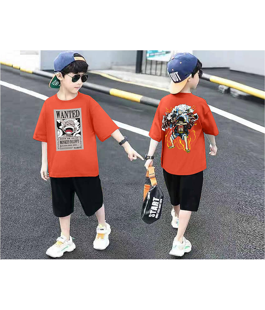 Billyball Pack of 1 Boys Cotton Blend T-Shirt & Shorts Set ( Red )