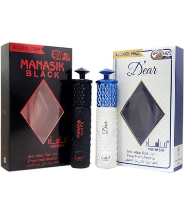 MANASIK DEAR & BLACK  Concentrated   Attar Roll On 6ml .  ( COMBO SET )