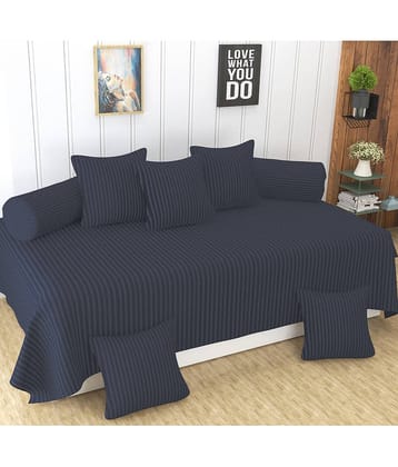 Homefab India Cotton Solid Diwan Set 8 Pcs - Gray