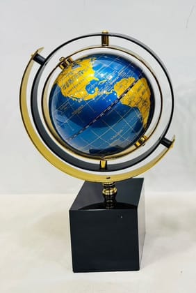 Miami Laminated Blue Globe-Metal Base | Gloss Finish / L: 7 |  H: 10  (inch) / Globe Size - 8 Inch