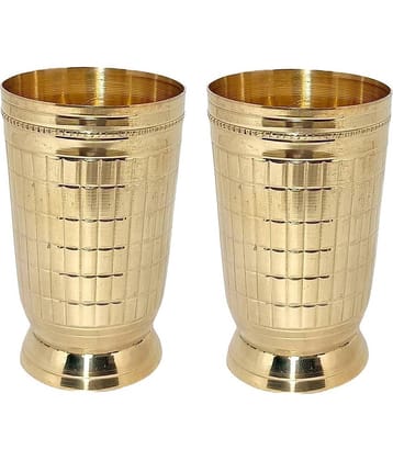 A & H ENTERPRISES - Daily Use Brass Glasses 250 ml ( Pack of 2 )