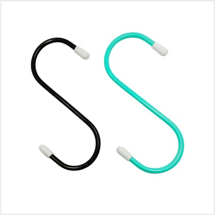 KARTHI7OCT STORE S Hooks for Hanging - Multicolor (4 Pieces) - S Shape Hook - 4 Inches - Heavy Duty Iron Hooks - Plastic Coated - Multiple Uses Hangers for - Hanging Accessory - Rust-Resistant