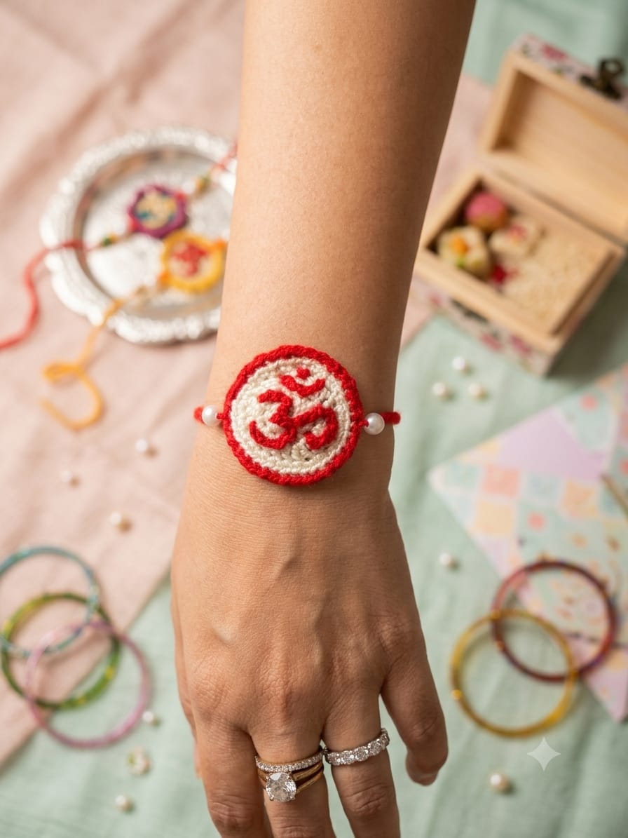 Sakha Handcrafted Om Crochet Rakhi Pack of 1