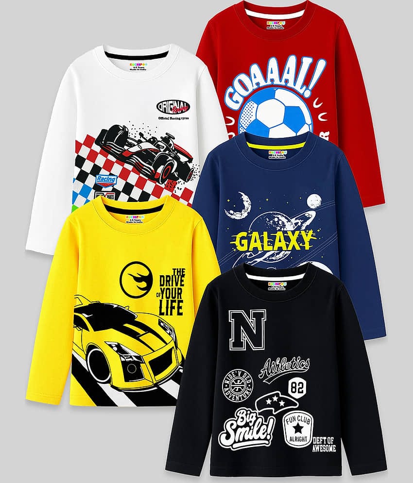 Kuchipoo Pack of 5 Boys Cotton Blend T-Shirt ( Multicolor 12 )