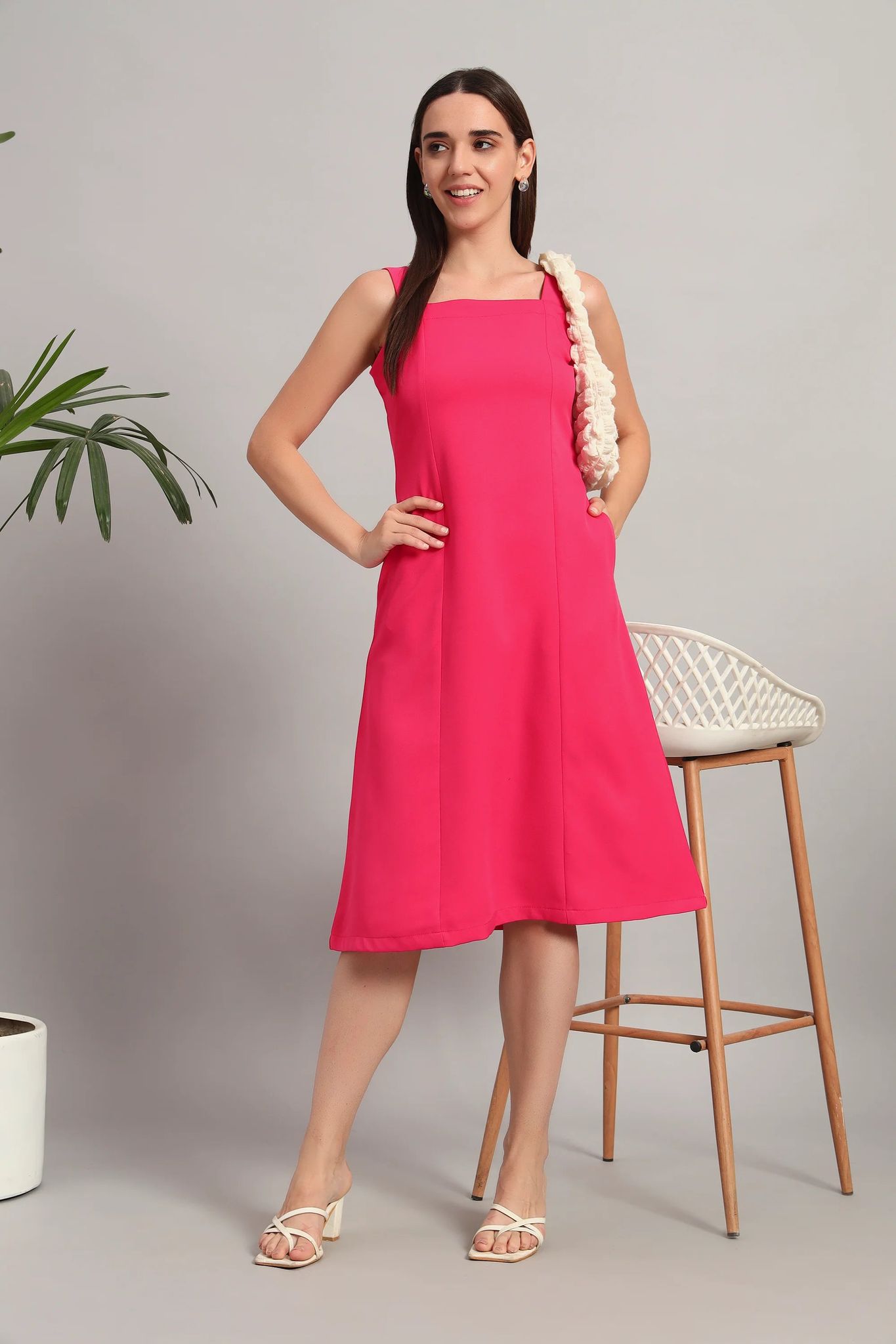 Pink Bloom Belle, Midi Dress-XS