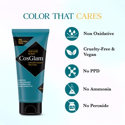 COSGLAM Semi Permanent Hair Color Electric Teal 120g and Hair Highlighter Kit 115g, Highlights Hair Dye