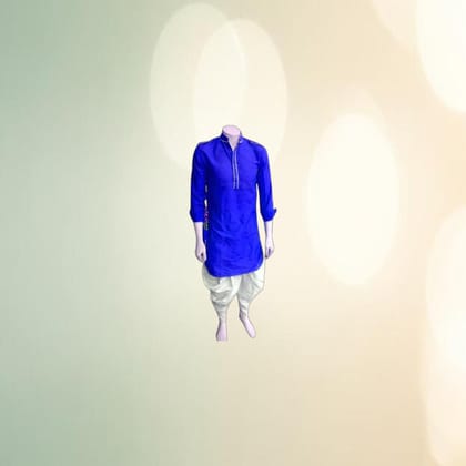 Men's Royal Blue Kurta with White Dhoti Set | Traditional Ethnic Wear | Festive & Wedding