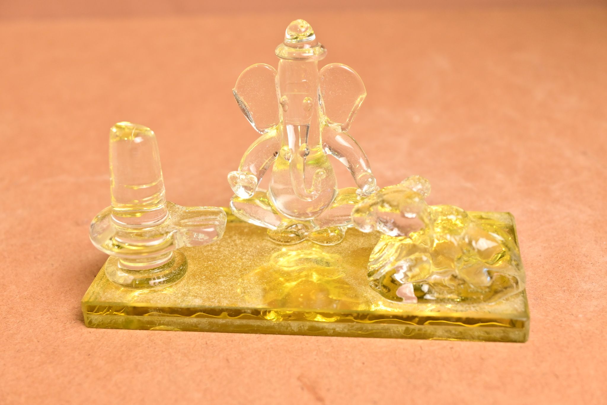 Handcrafted Glass Shivling & Ganesh Idol Set