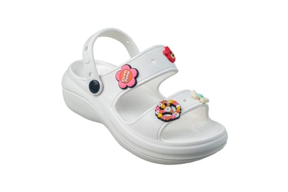 Maclin Ladies White Clogs-White/Sky/V. Orange / 8