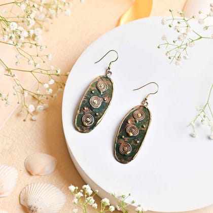 Handcrafted Green Textured Earring