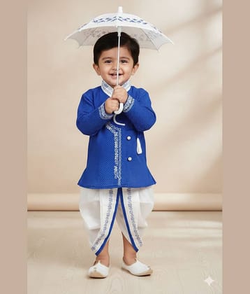 s muktar garments Baby Boys Cotton Blend Blue Dhoti Kurta Set ( Pack of 1 )