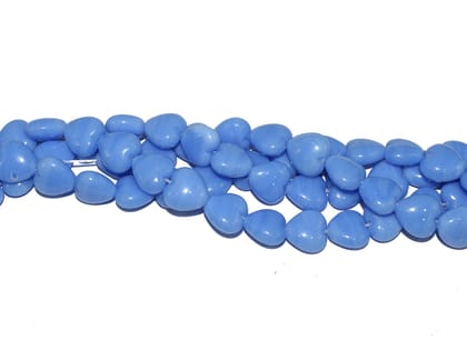 Sky Blue Heart shaped handmade glass beads For Jewelry Making-Per String of 25 Pieces / 15X7 MM