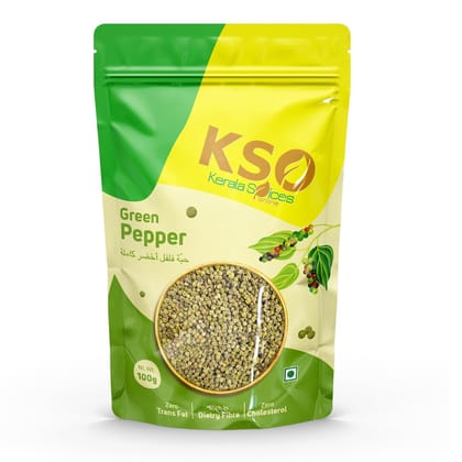 Keralaspicesonline Green Pepper Whole Kali Mirch Sabut Idukki Homestead Produce for Seasoning Garam Masala, Tea, Rice, Dishes (Pouch Packaging)-100 grams