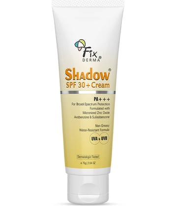 Fixderma Shadow Sunscreen SPF 30+ Cream for Dry Skin, Sunscreen for UVA & UVB Protection, 75g
