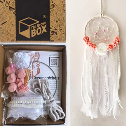 The Brown Box-DIY Dream Catcher Making Kit for Girls & Adults | 6 Inch Ring, Ribbons and laces, Beads, Foam Flowers | Art & Craft Birthday Gift, Return Gift | Rakhi Gift, Screen-Free Activity with Instruction Manual 