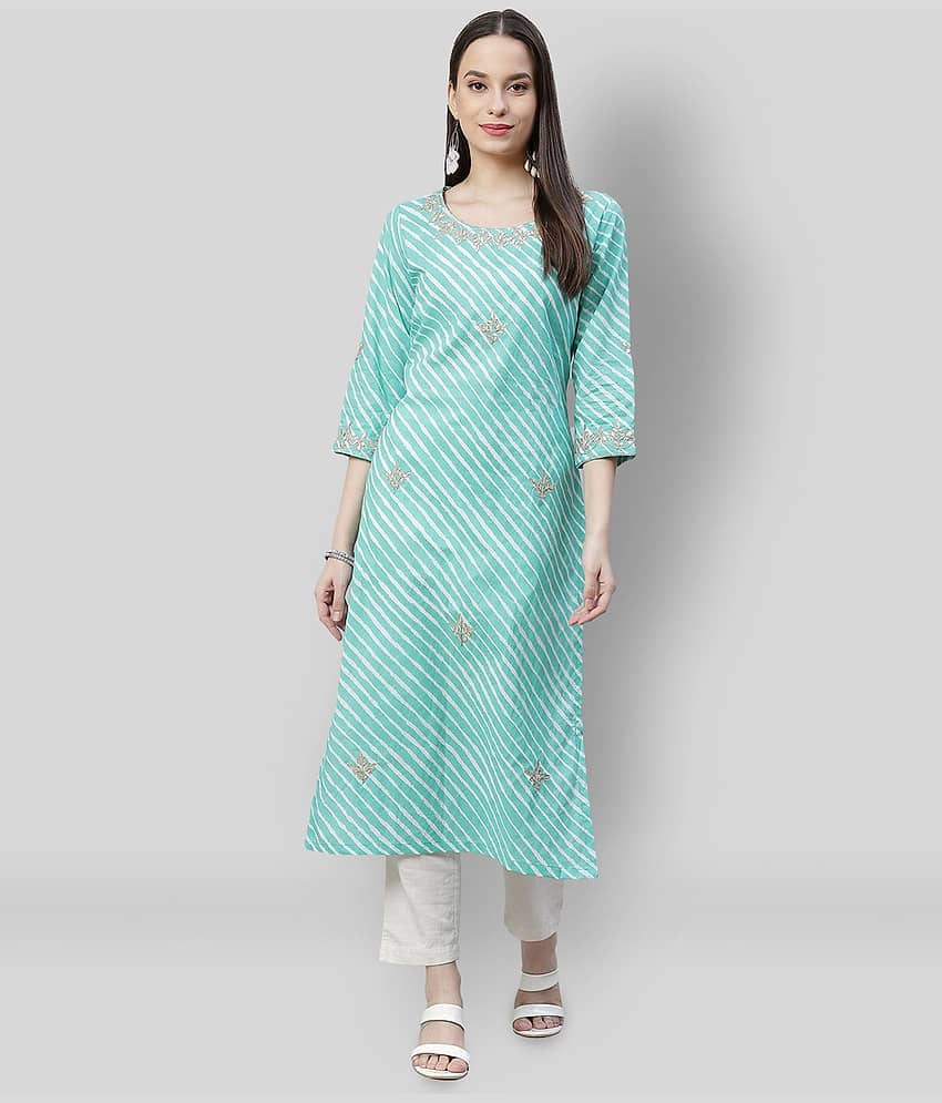 Divena - Green Cotton Women's Straight Kurti