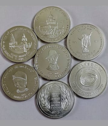 set of 7 coin silver plated fancy coin