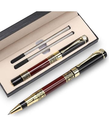 sakimo Premium Metal Ball Pen Gift Set with 2 Extra Refills – Luxury Executive Pen in Gift Box Royal Ball Pen for Men & Women – Stylish Gold Finish Pen with Refills & Gift Box High-Quality Ballpoint Pen Gift Set – Smooth Writing Pen with Stylish Box