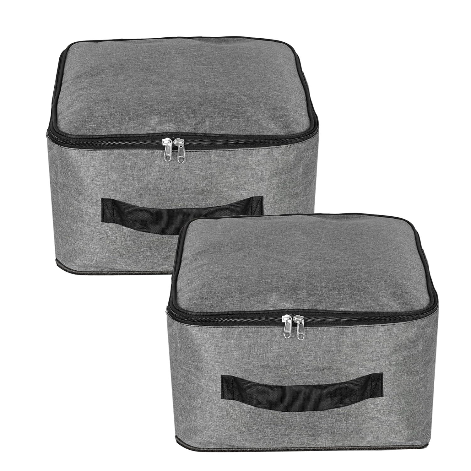 Storite 2 Pack Nylon Wardrobe Bag Underbed Moisture Proof Cloth Storage Organizer, Storage box for Clothes Saree Bags with Zippered Closure & Handle (Grey, 40x35x23 cm)