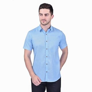 PrintCulture Men Solid Casual Blue Shirt PrintCulture Men Solid Casual Blue Shirt