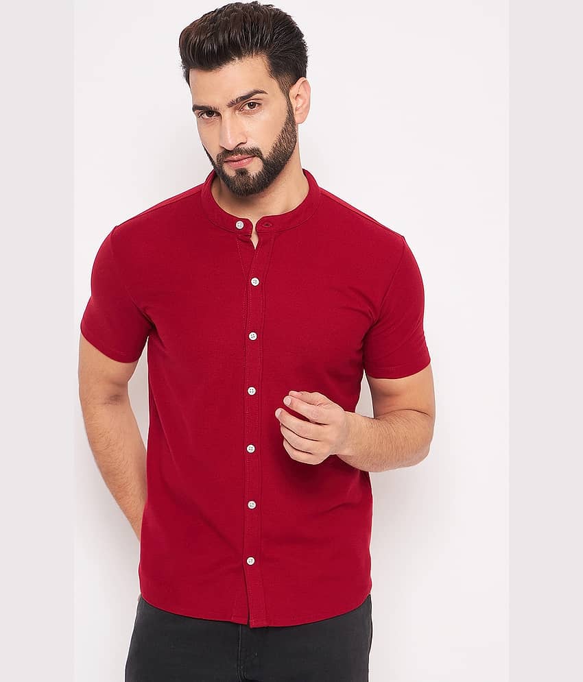 GET GOLF Cotton Blend Regular Fit Solids Half Sleeves Men's Casual Shirt - Maroon ( Pack of 1 )