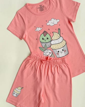 Kids Solid Shorts Co-ord - Camellia Peach-26 / Camellia Peach