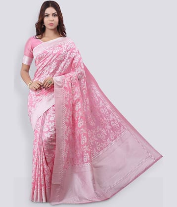 Sariya Silk Blend Woven Saree With Unstitched Blouse Piece ( Pink )