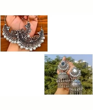 Samridhi DC Silver Drop Earrings ( Pack of 2 )