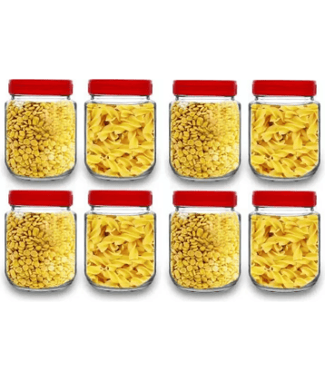 skwaion - Red Glass Spice Container ( Set of 8 ) - 750 ml