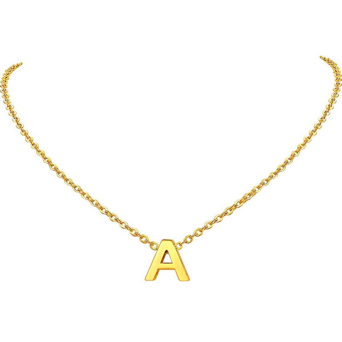 Initial Alphabet Gold Letter A Necklace Pendant Chain-A