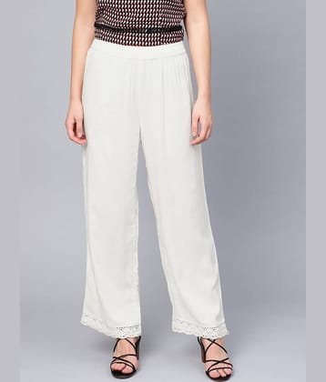 Juniper - Off White Rayon Wide leg Women's Palazzos ( Pack of 1 )