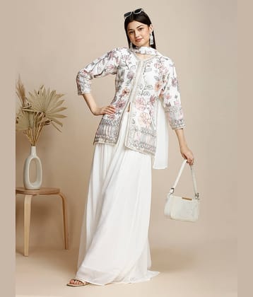 Madhuram Textiles Georgette Embellished Kurti With Skirt Women's Stitched Salwar Suit - White ( Pack of 1 )