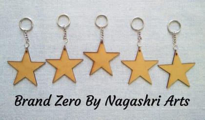 Brand Zero MDF Key Chain Star Design - Combo Of 5 Pcs - Select Your preferred Size & Thickness