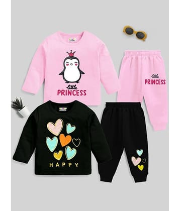 Kuchipoo Multicolor Cotton Blend Girls Top With Pajama ( Pack of 2 )