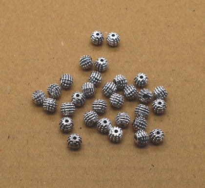 German Silver Metal Oxidize Silver Beads for Jewelry Making. , NBS-146-Per Packet of Approx 55 Pcs (50 Gram) / 6 MM