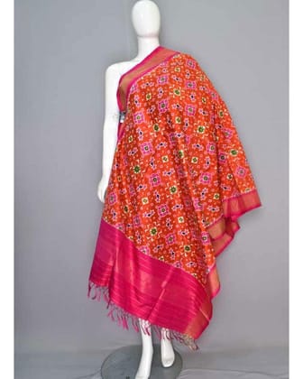 NAVARATAN DOUBLE IKAT ORANGE COLOUR SILK DUPATTA