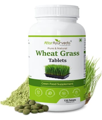Attar Ayurveda Wheat Grass Tablets (120 Tablets, 500mg) - Natural Antioxidant Superfood, Non-GMO