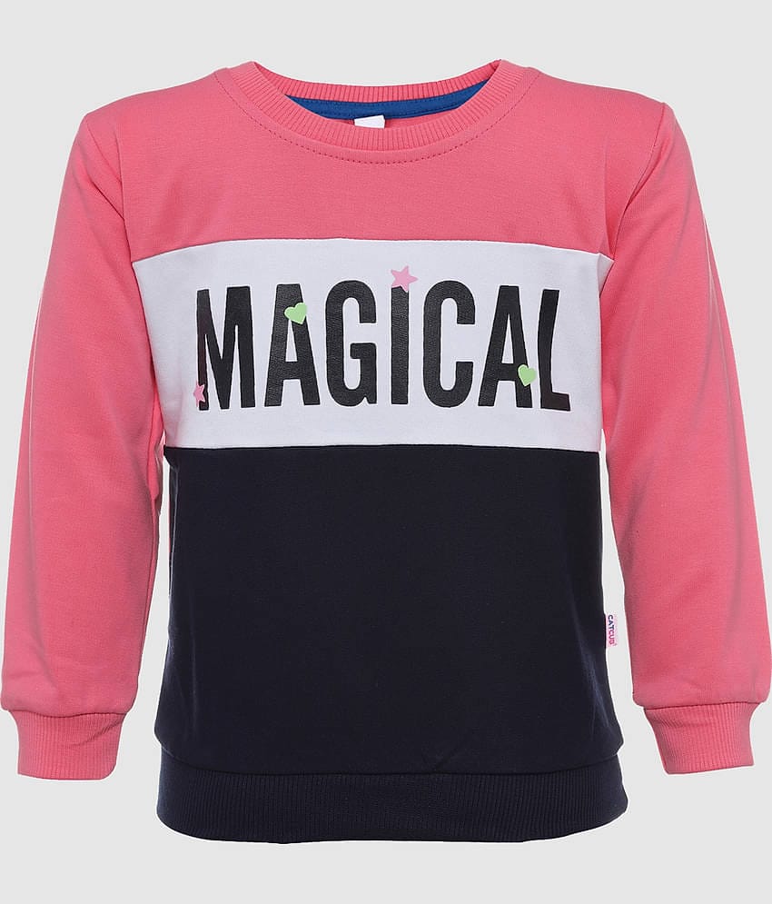 CATCUB Single Girls Cotton Blend Sweatshirt ( Navy )